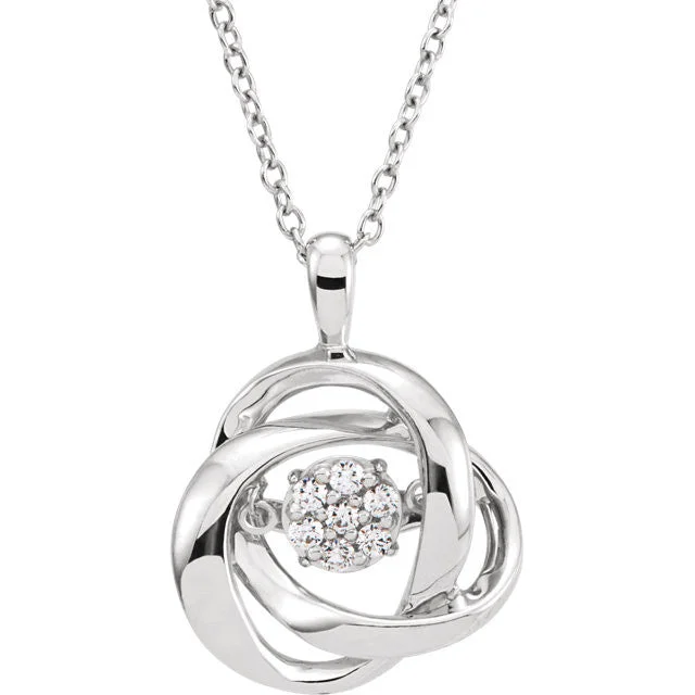 Sterling Silver 1/10 CTW Diamond 18" Mystara® Love Knot Necklace