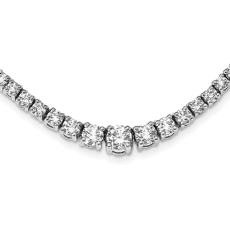 14k White Gold Graduating AAA Diamond 16in Necklace (6.883 CTW)