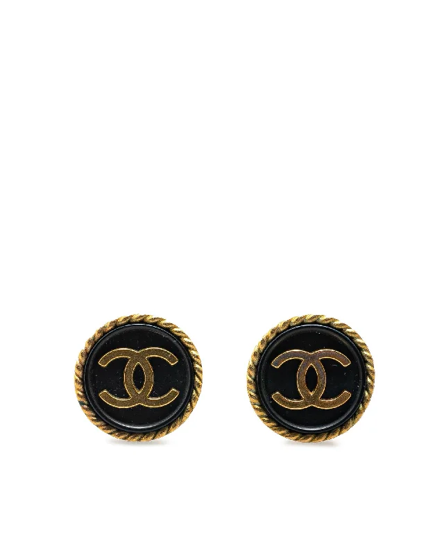 Gold Plated Acrylic Button Clip-On Earrings