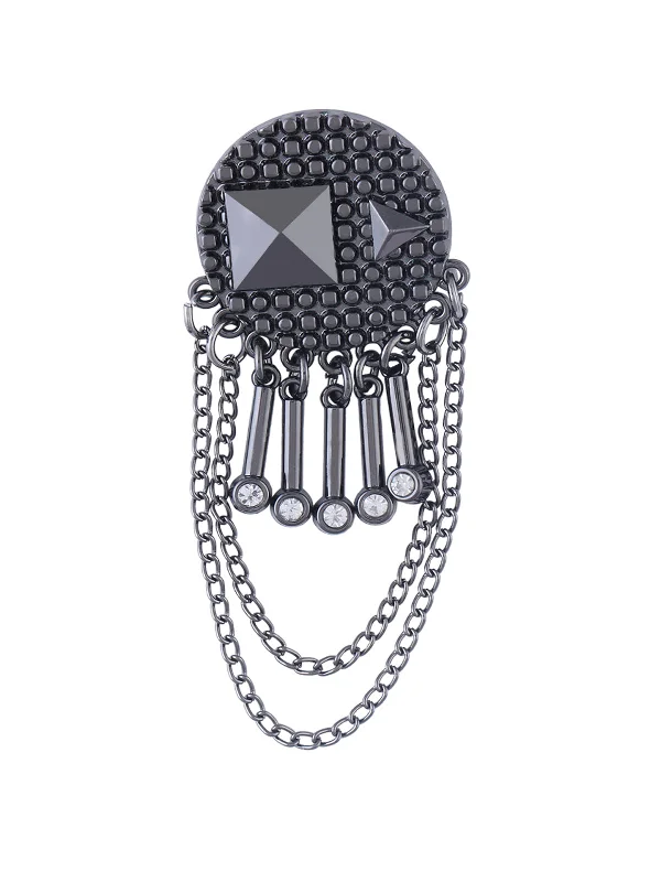 Diamond and Chain Hanging Brooch Pin