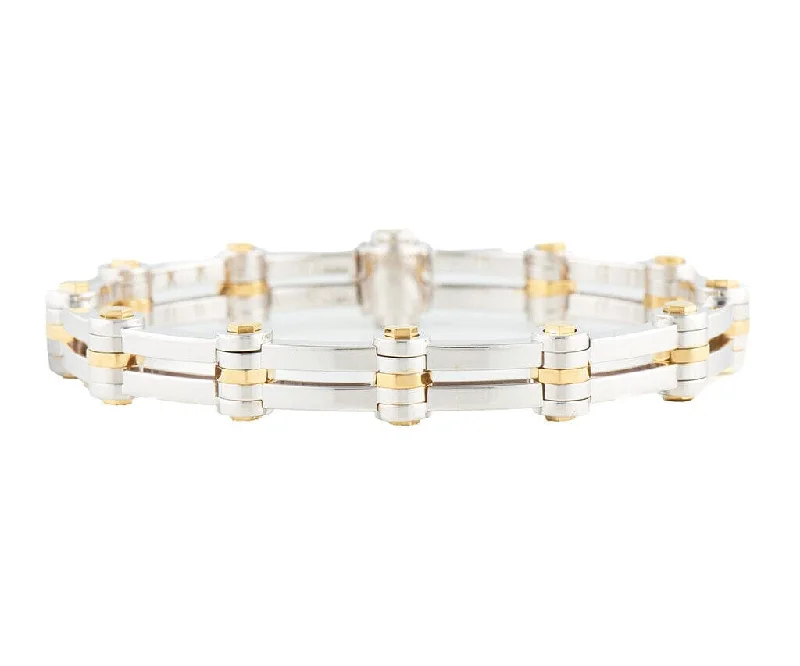 Gents Baraka Double Row Two Tone Multi Link Flex Bangle Bracelet in 18K