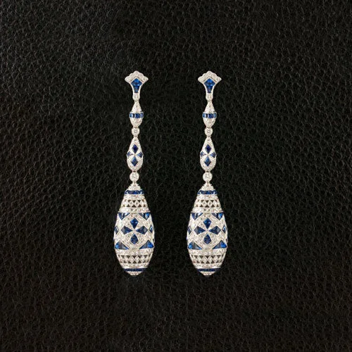 Sapphire & Diamond Dangle Earrings