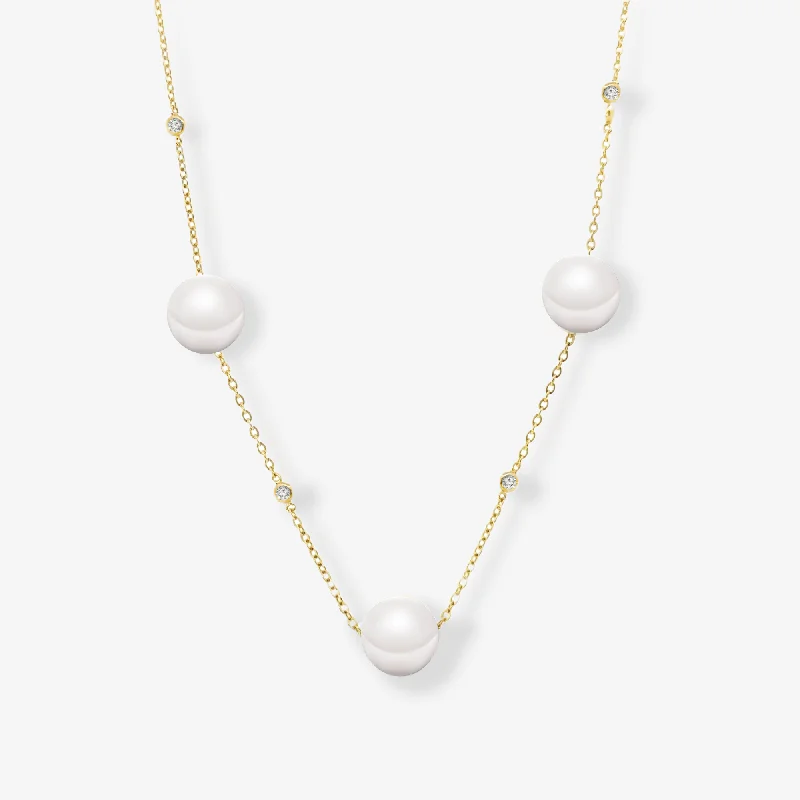 Drops By The Yard Pearl & Diamond Necklace