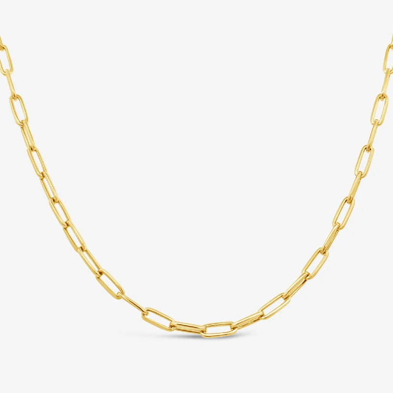 Classic Solid Gold Paper Clip Necklace