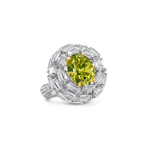 Green-Yellow Diamond Ring