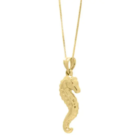 10k Gold Seahorse Pendant 18" Necklace