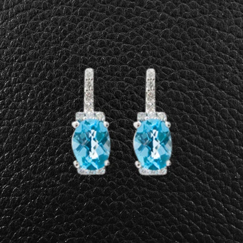 Blue Topaz & Diamond Earrings