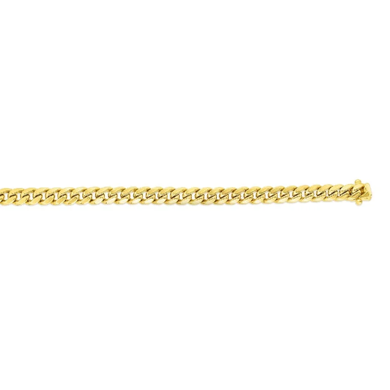 14kt Gold 26" Yellow Finish New Hollow Miami Cuban Bracelet with Box Clasp NHMC180-26