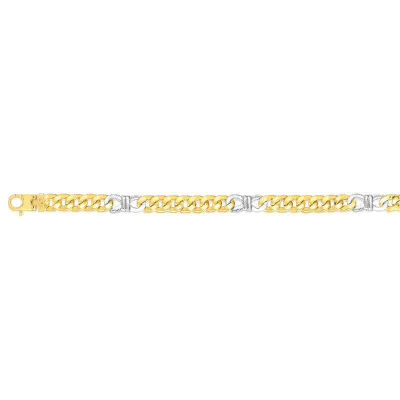 14kt Gold 24" Yellow+White Finish 8mm Bracelet with Lobster Clasp RC2808-24