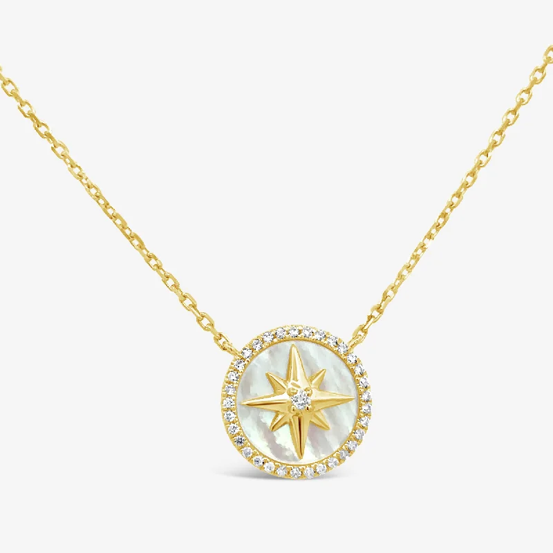 Diamond & Mother of Pearl Compass Necklace