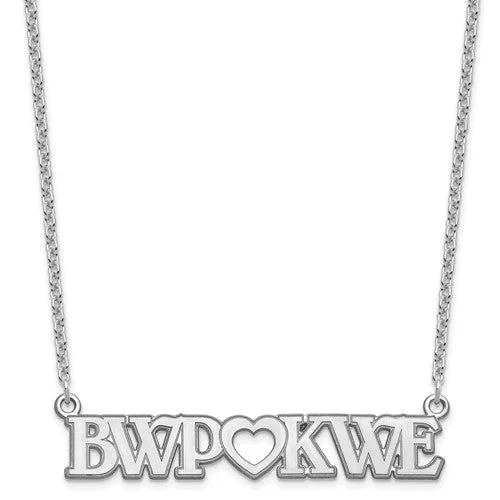 Sterling Silver Couple's Monogram Initials Heart Plate Necklace