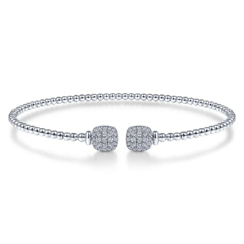 Gabriel & Co. - BG4258-62W45JJ - 14K White Gold Bujukan Split Cuff Bracelet with Pavâ€š Diamond Squares