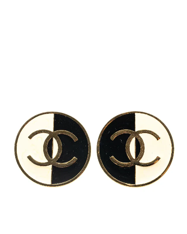 Gold Plated Clip-On Enamel Earrings