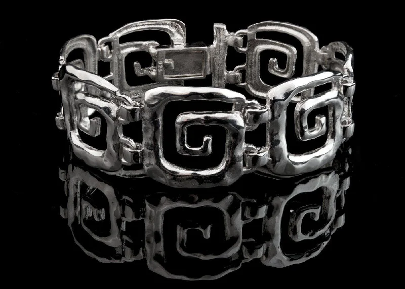 Greek Key Meander Bracelet in Sterling Silver (B-60)