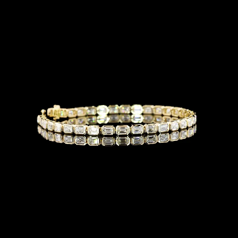 14K Yellow Gold Lab Grown Emerald Diamond Tennis Bracelet BC949