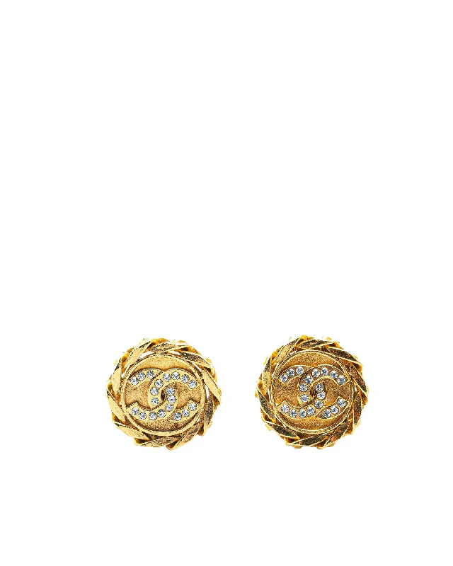 Gold Plated Rhinestone Clip On Earrings