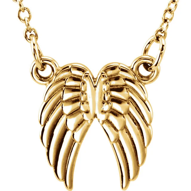 Tiny Posh Angel Wings Necklace - Solid Gold or Sterling Silver