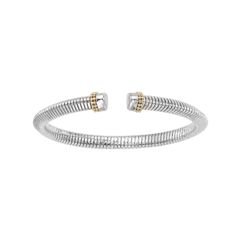 14K White Gold Tubogas Bead Bangle WYBG8346