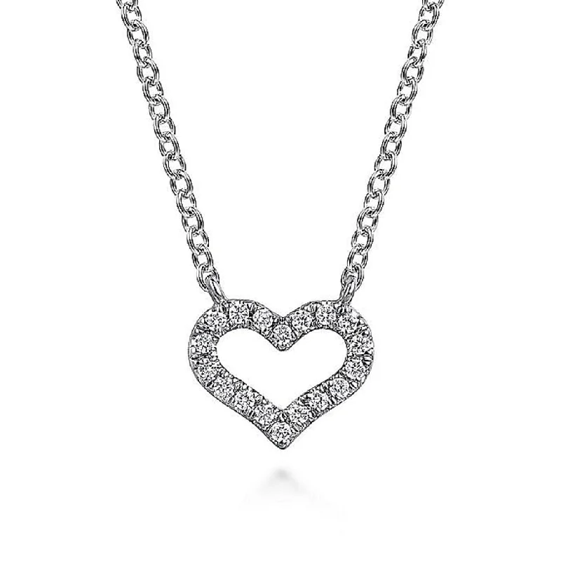 Gabriel & Co 14k White Gold Diamond Heart Pendant Necklace -.07cttw