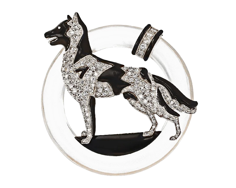 Art Deco Diamond and Rock Crystal Dog Brooch