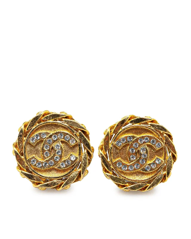 Gold Plated Rhinestone Clip On Earrings