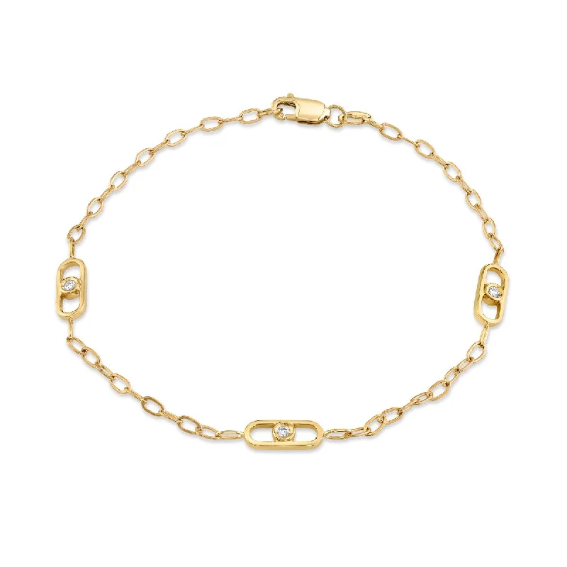 Yellow Gold Paperclip Diamond Bracelet