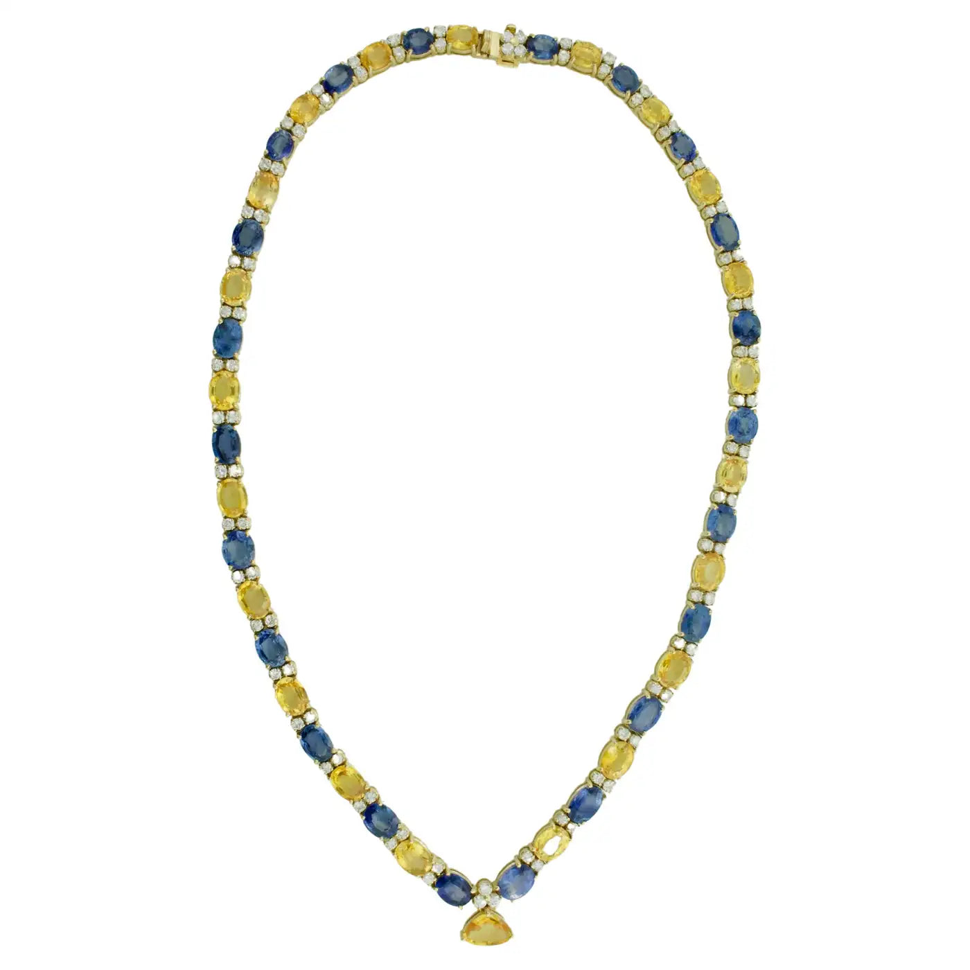 Multi Colored Sapphire and Diamond Necklace