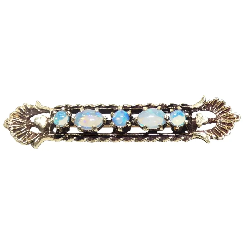 14K Gold Opal Brooch Bar Pin