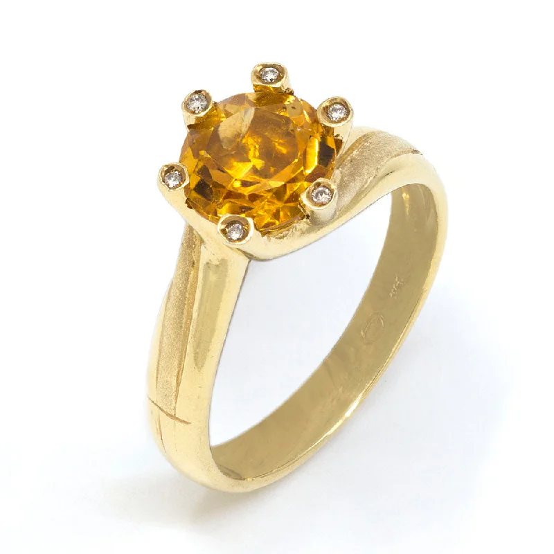 Citrine Ring with Diamonds