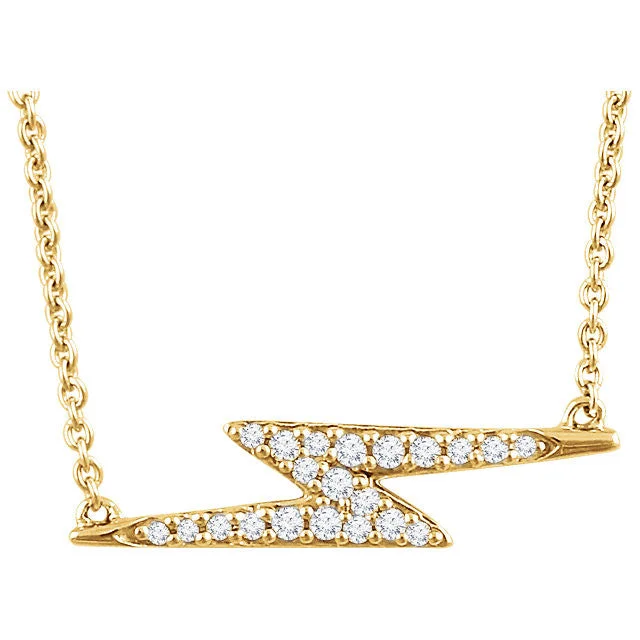 14k Gold 1/8 CTW Diamond Lightning Bolt 16-18" Necklace