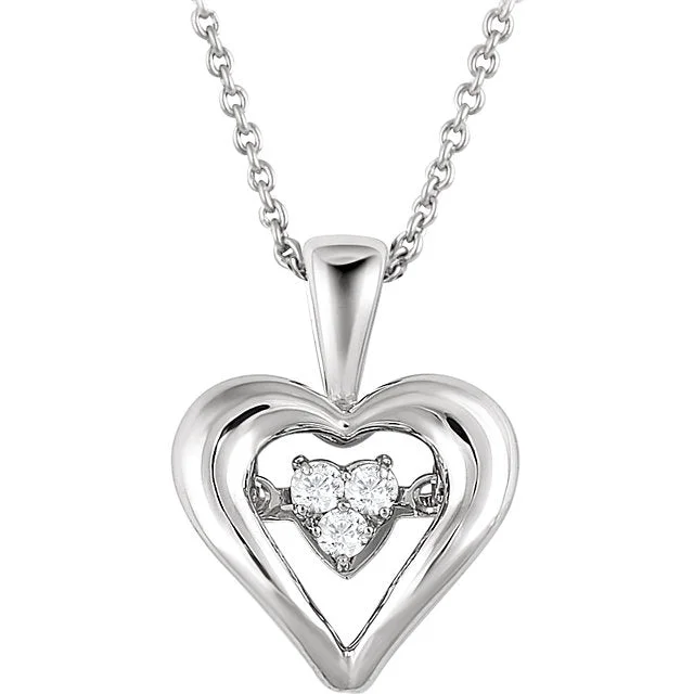 Sterling Silver 1/10 CTW Diamond Heart Mystara® 18" Necklace