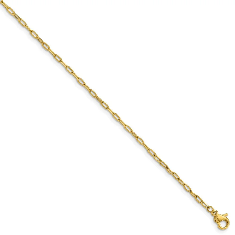 Stainless Steel Polished Yellow IP Enlongated Open Link 20in Chain Necklace