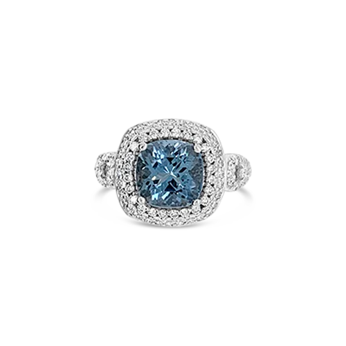 Aquamarine & Diamond Ring