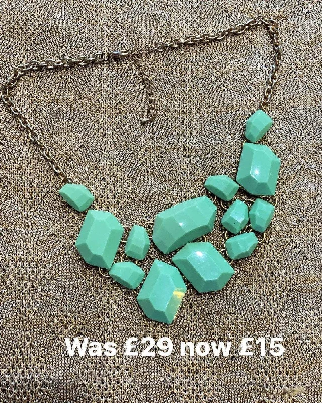 SALE Turquoise blue acrylic necklace