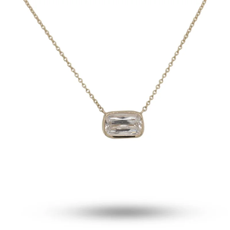 14K Yellow Gold Bezel Set Diamond Necklace - .74cttw