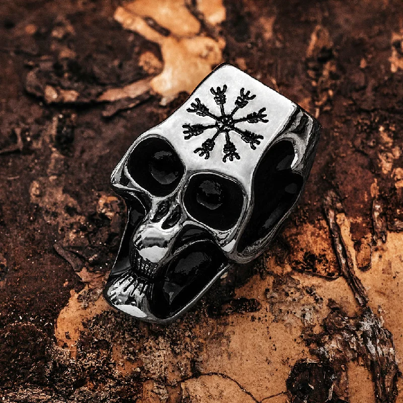 XL Beard Ring, Shiny Silver Skull