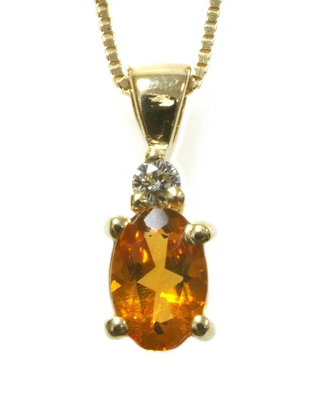 14K Oval Shape Citrine & Diamond Pendant Necklace HB01276ci