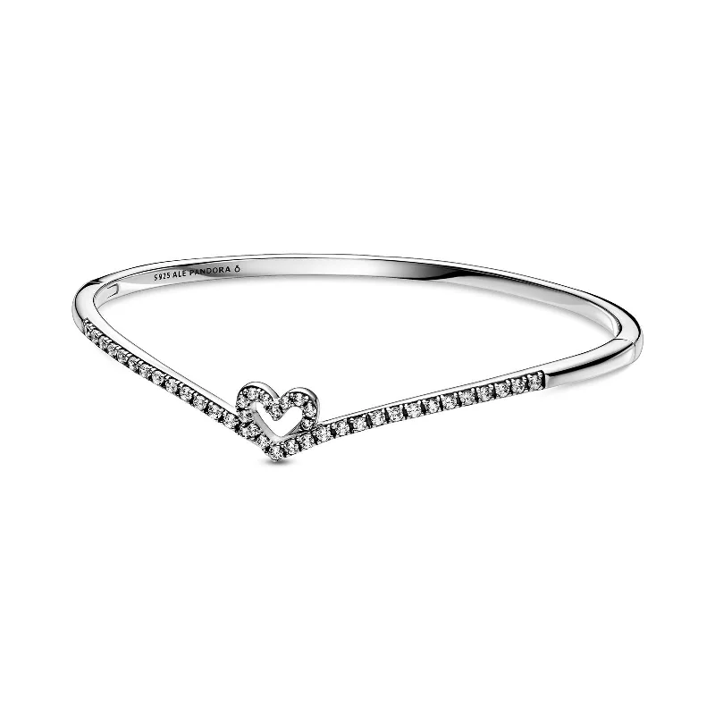 Sparkling Wishbone Heart Bangle 599297C01