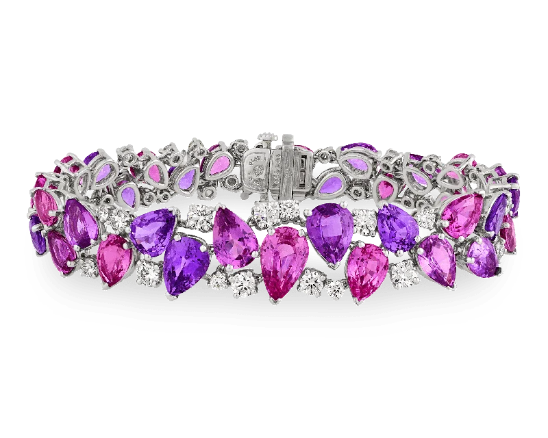 Oscar Heyman Pink and Purple Sapphire Bracelet, 42.25 Carats