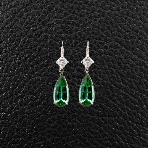 Green Tourmaline & Diamond Earrings