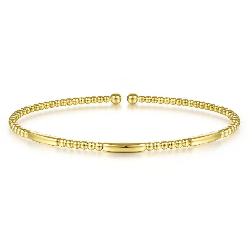 Gabriel & Co. - BG4419-62Y4JJJ - 14K Yellow Gold Bujukan Bead Open Bangle