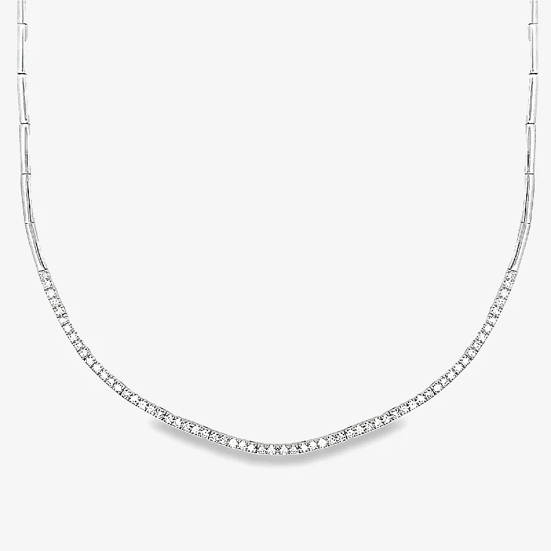 0.90CT Flex-Bar Diamond Half Way Tennis Necklace