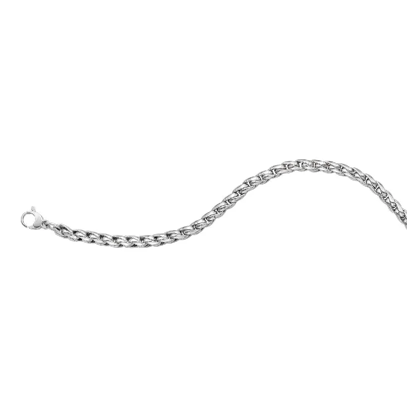 14K White Gold 7.5" Round Curb Chain Bracelet WRC9737-0750