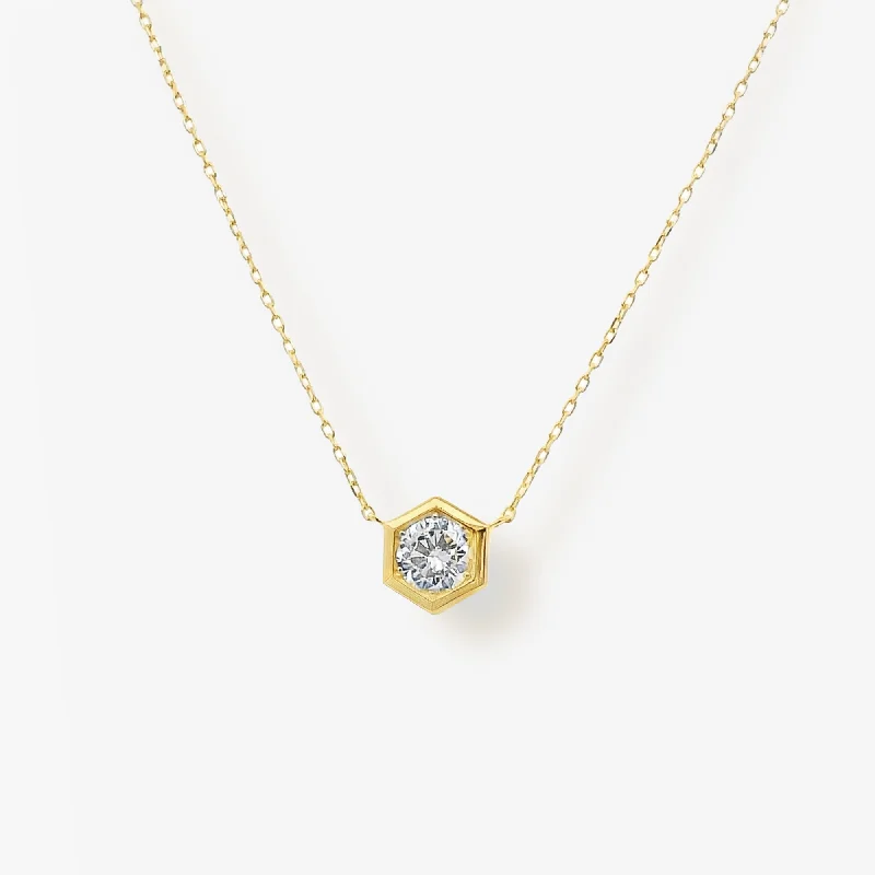 Octagonal Bezel Set Solitaire Necklace