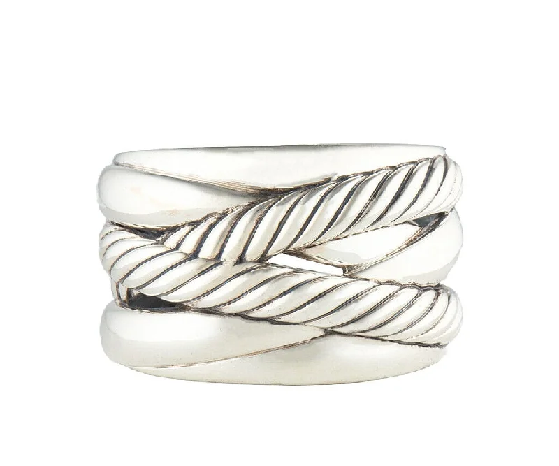 David Yurman Cable Classic Wide Crossover Cuff Bracelet in Sterling