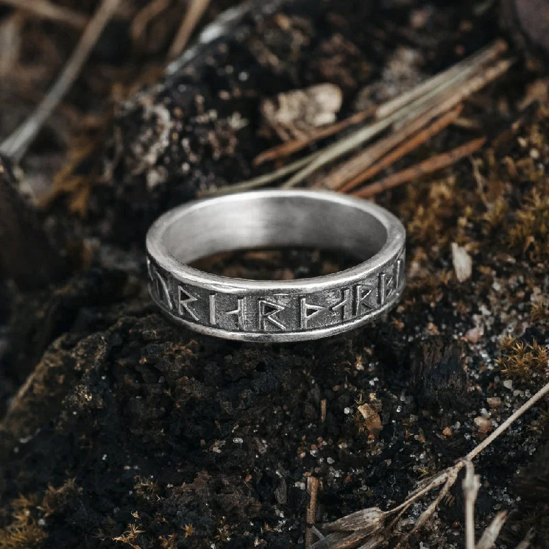 Thor Rune Band Ring, Silver