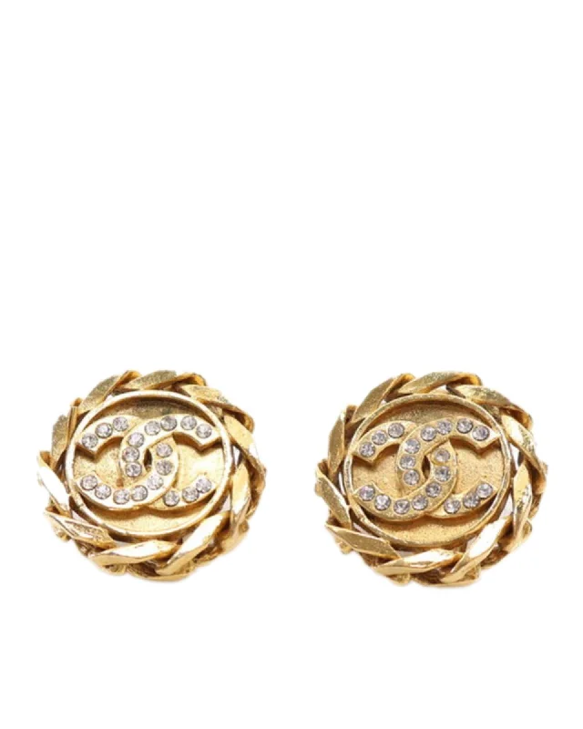 Gold Plated Rhinestone Clip-On Earrings