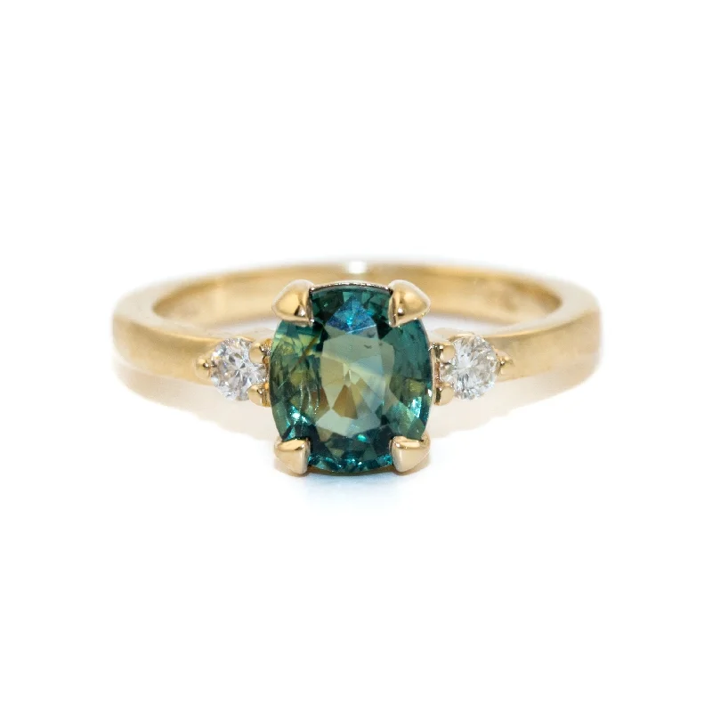 Cushion-Cut Teal Sapphire Ring - Made To Order