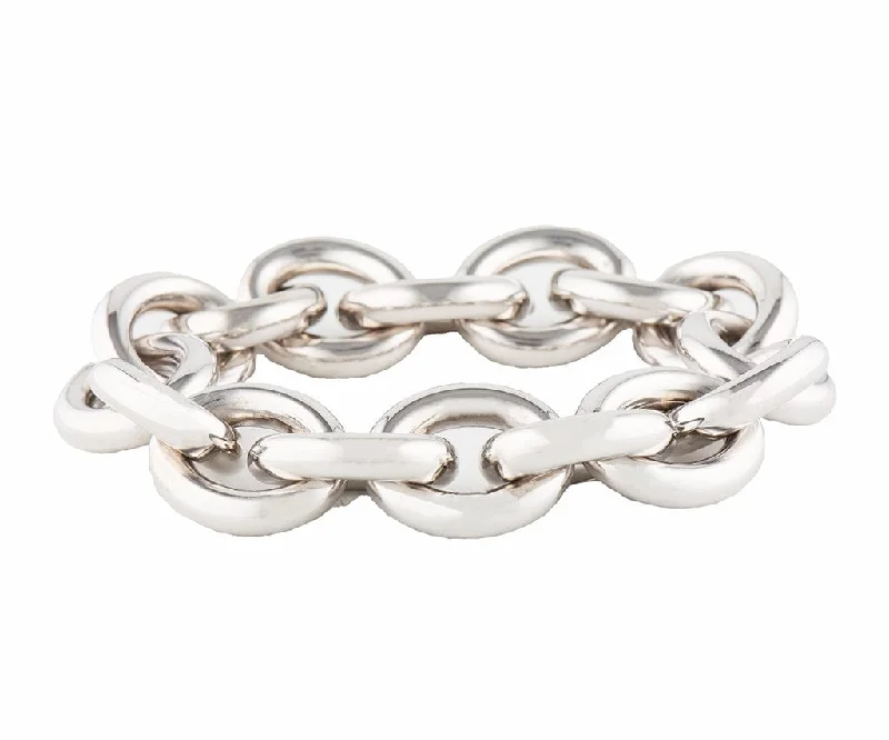 Polished Large Oval Link Bracelet in 18K