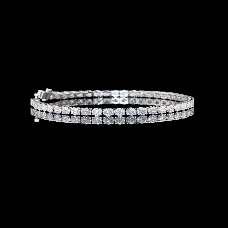 14K White Gold Lab Grown Oval Diamond Tennis Bracelet BC1389